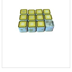 Teavana Yellow and Blue Tea Storage Tins